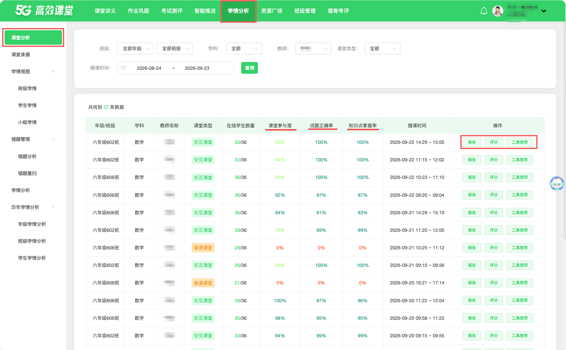 课堂分析 · 操作截图 1